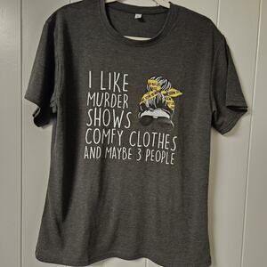 T-shirt I Like Murder Shows.......Printed Tee Shirt Black Large Women's